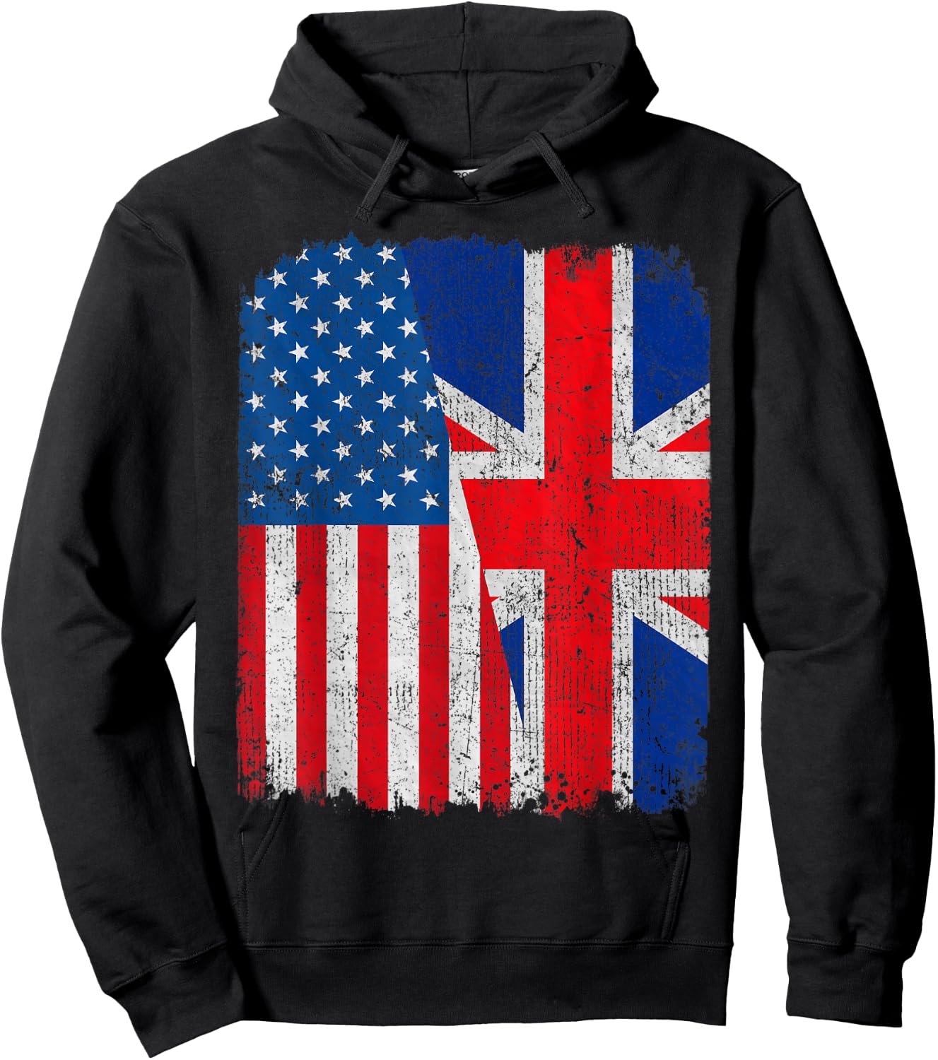British American Flag Half USA England Root Proud Hoodie - Hoodie | Black