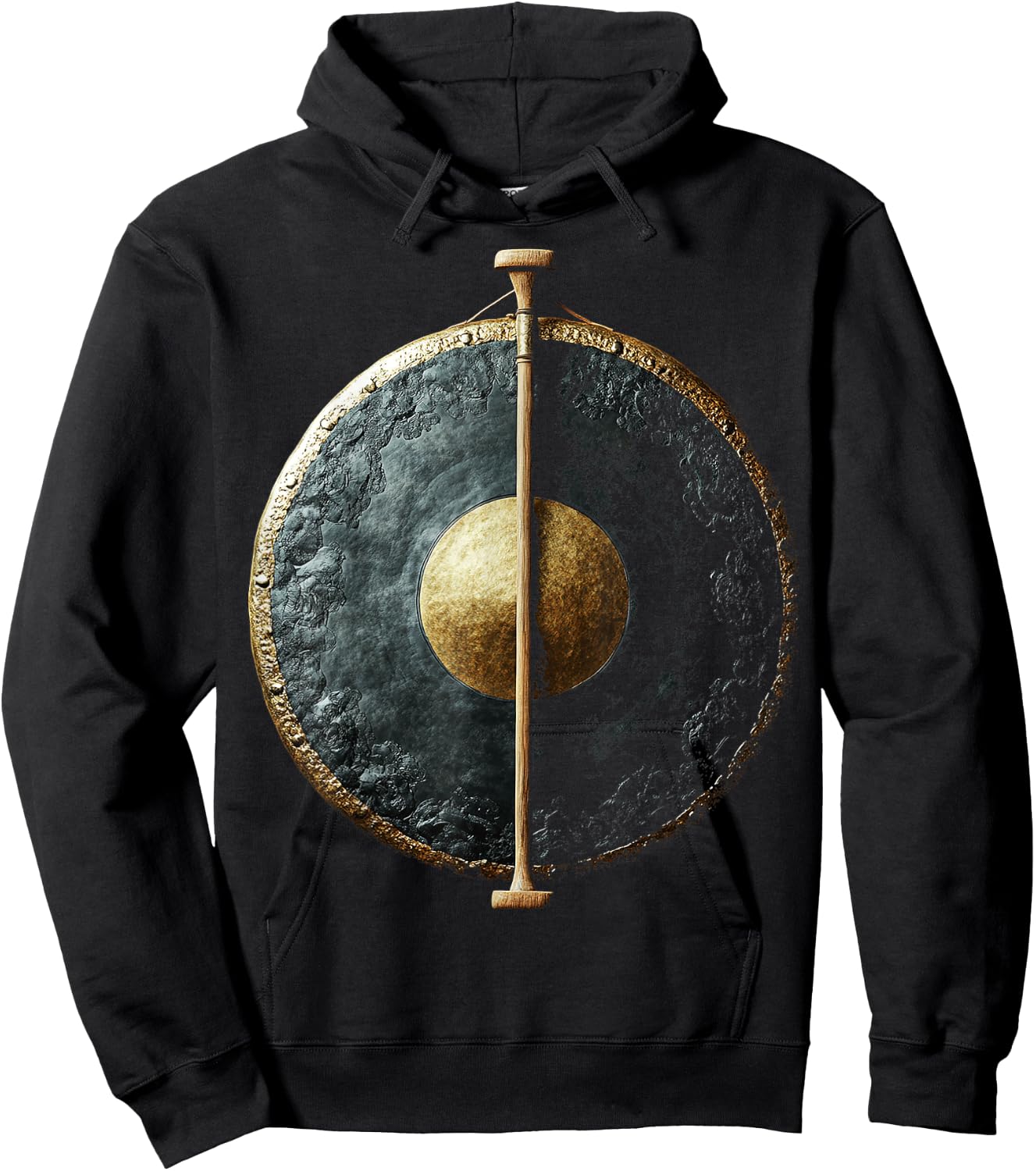 Gong Music Instrument Motif Art Gong Hoodie - Hoodie | Black