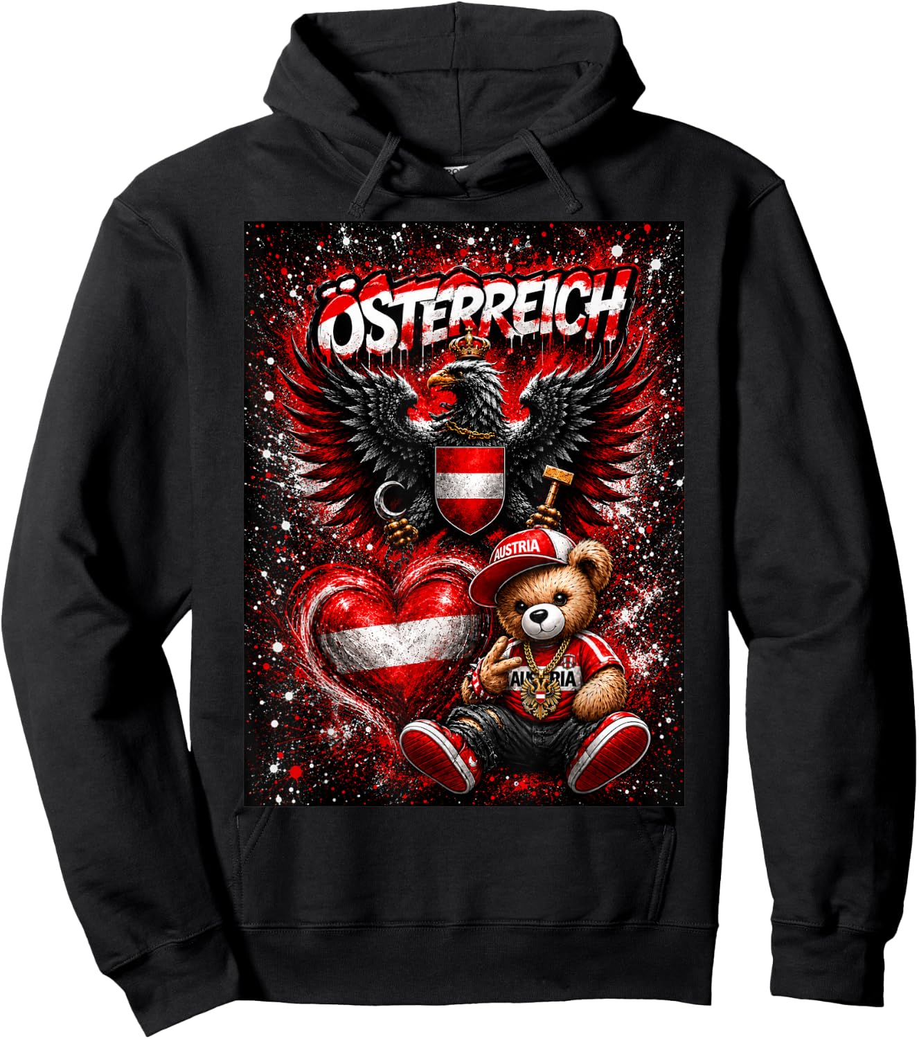 Österreich Adler & Bär Trikot Austria Herren Damen Geschenk Hoodie - Hoodie | Black