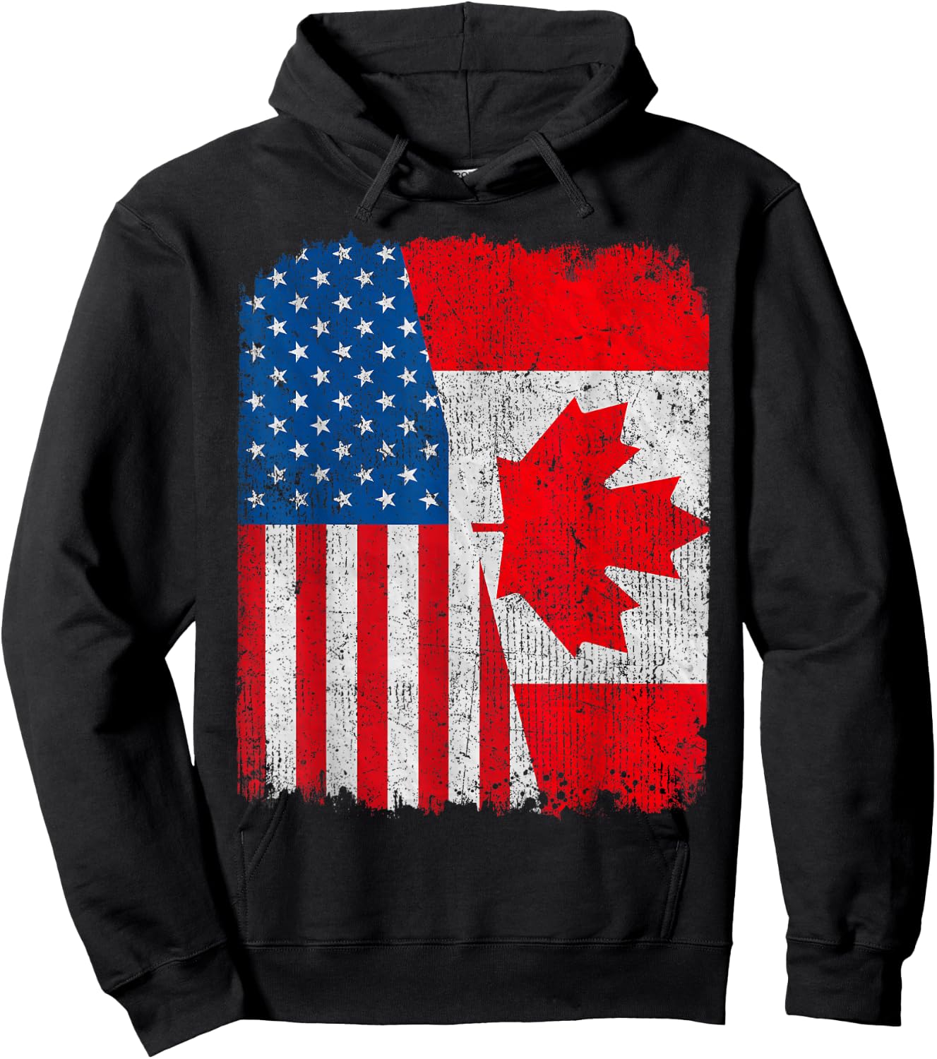 Canadian American Flag Half USA Canada Root Proud Hoodie - Hoodie | Black