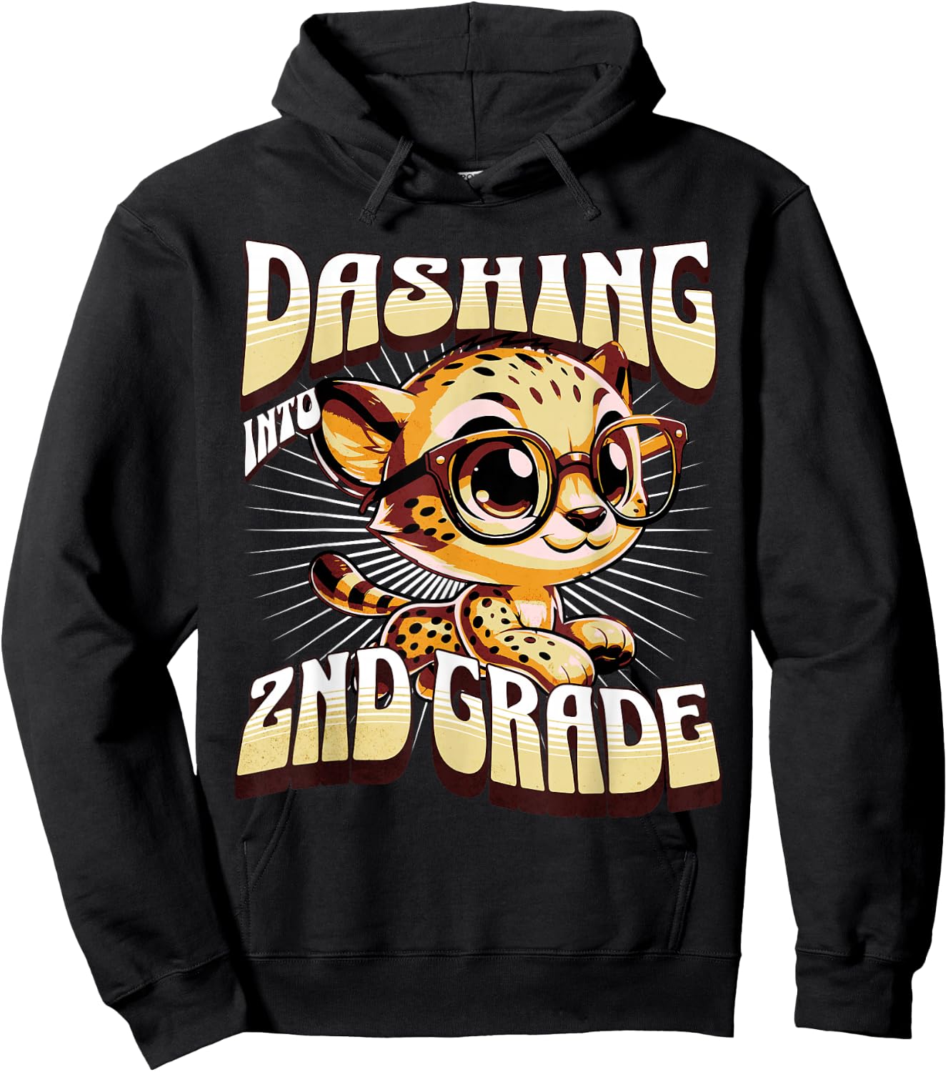 Dashing Into 2nd Grade Cute Cheetah Back to School Kids Hoodie - Hoodie | Black