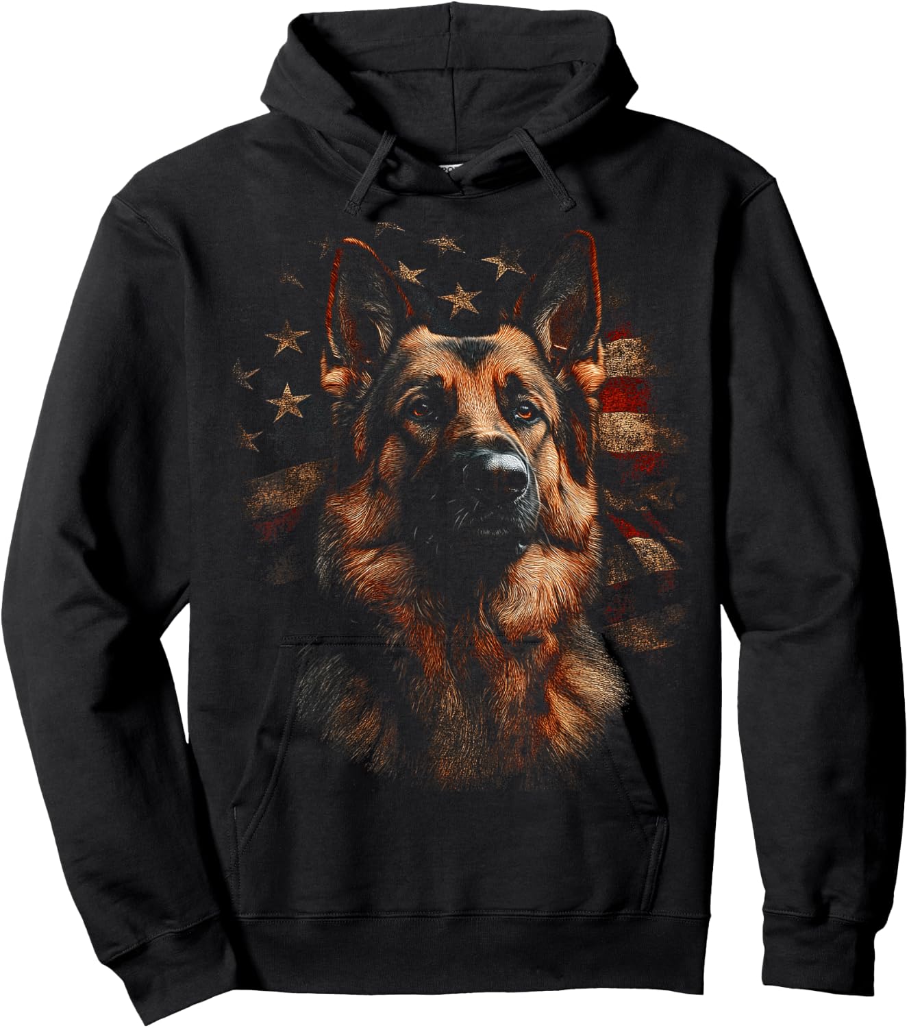 German Shepherd USA Flag Patriotic Dog Art Hoodie - Hoodie | Black