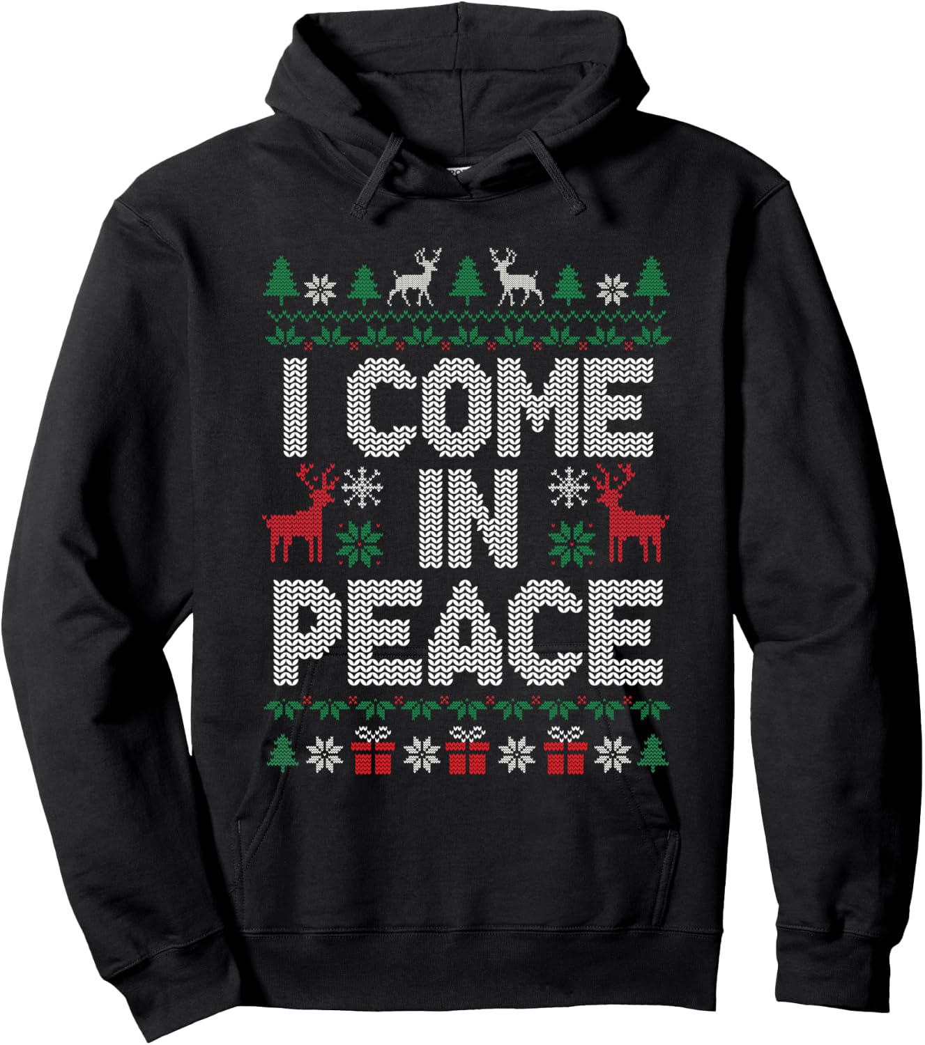 I Come In Peace Couple Matching Ugly Sweater Christmas Funny Hoodie - Hoodie | Black