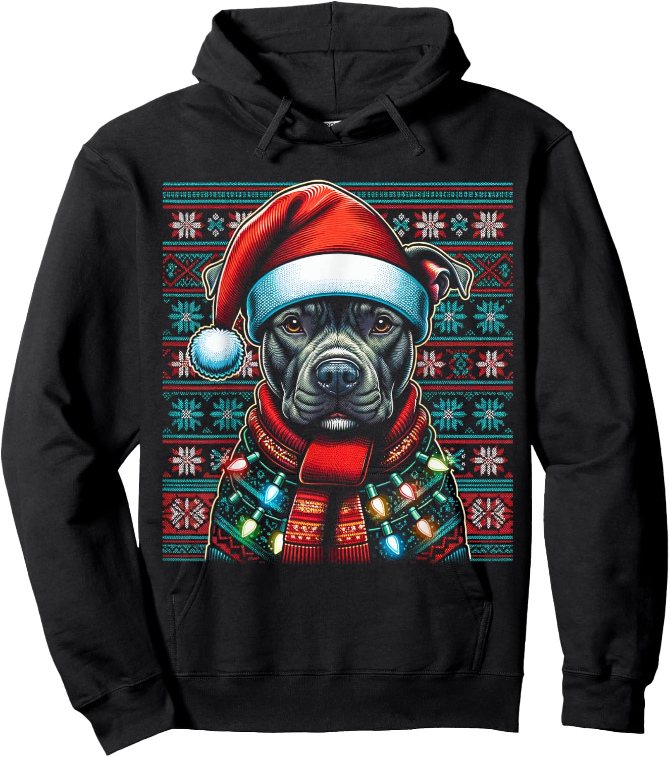 Christmas Pit bull Xmas Pit Bull Mom Dog Lover Santa Hoodie - Hoodie | Black