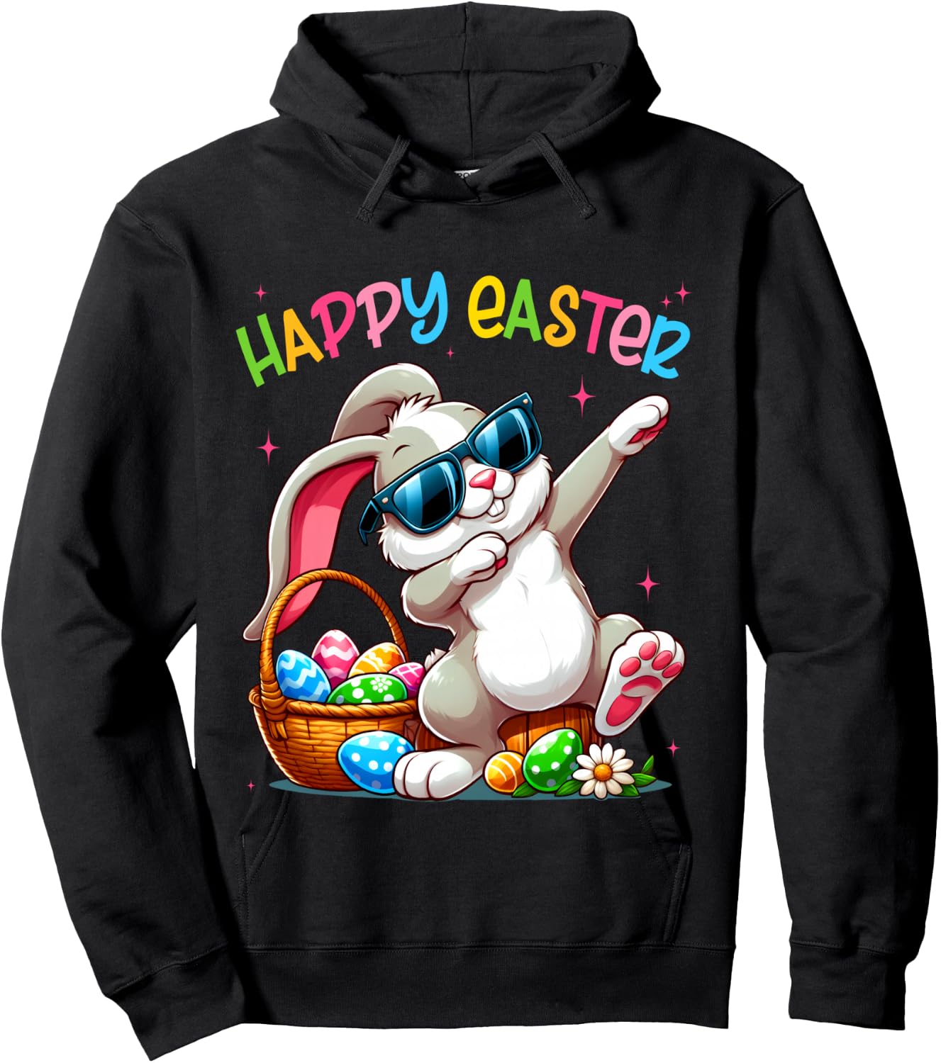 Funny Dabbing Bunny Easter Happy Easter for Boys Girls Adult Hoodie - Hoodie | Black
