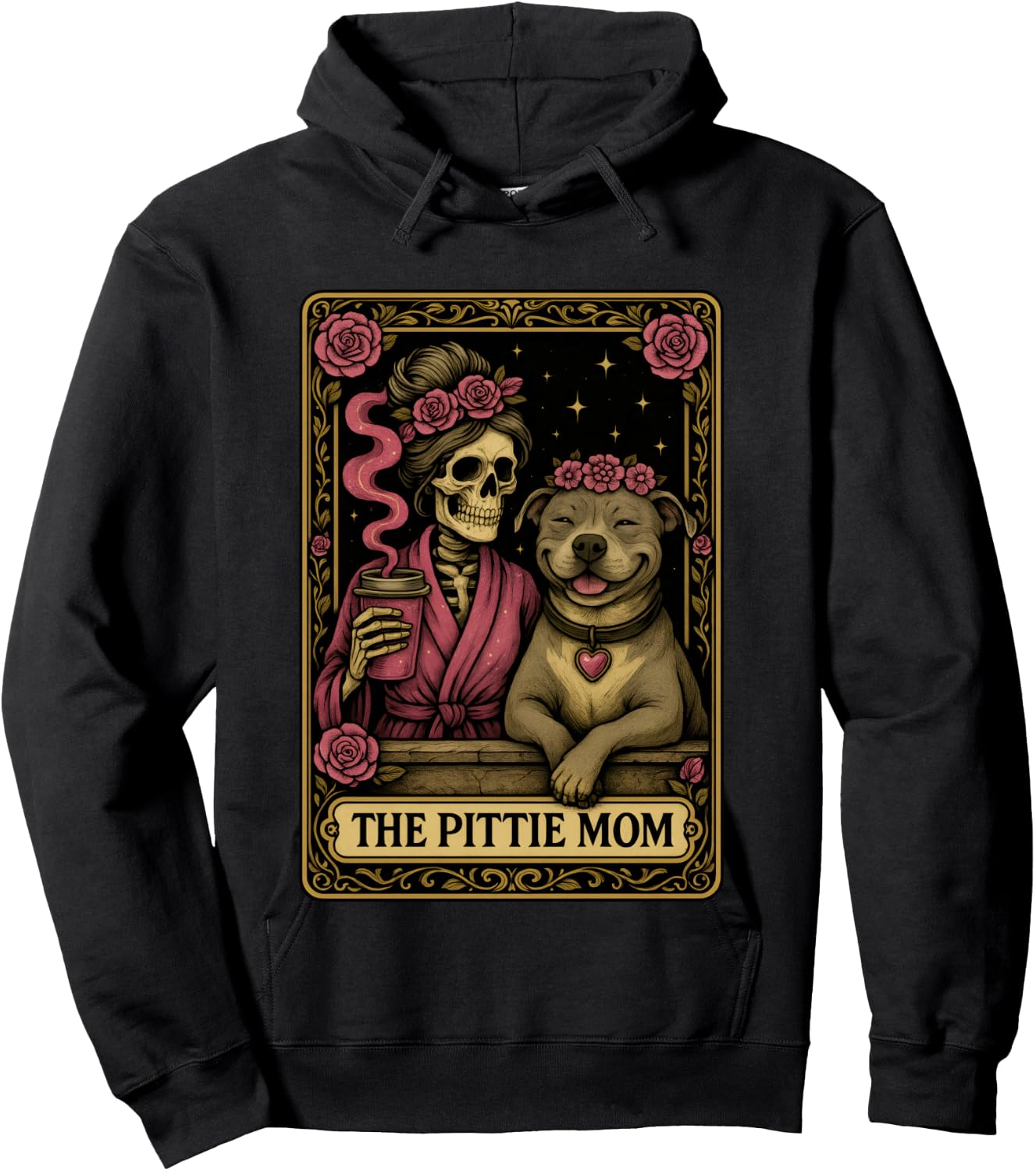 The Pittie Mom Tarot Card Cute Pit Bull Smiling Pitbull Love Hoodie - Hoodie | Black