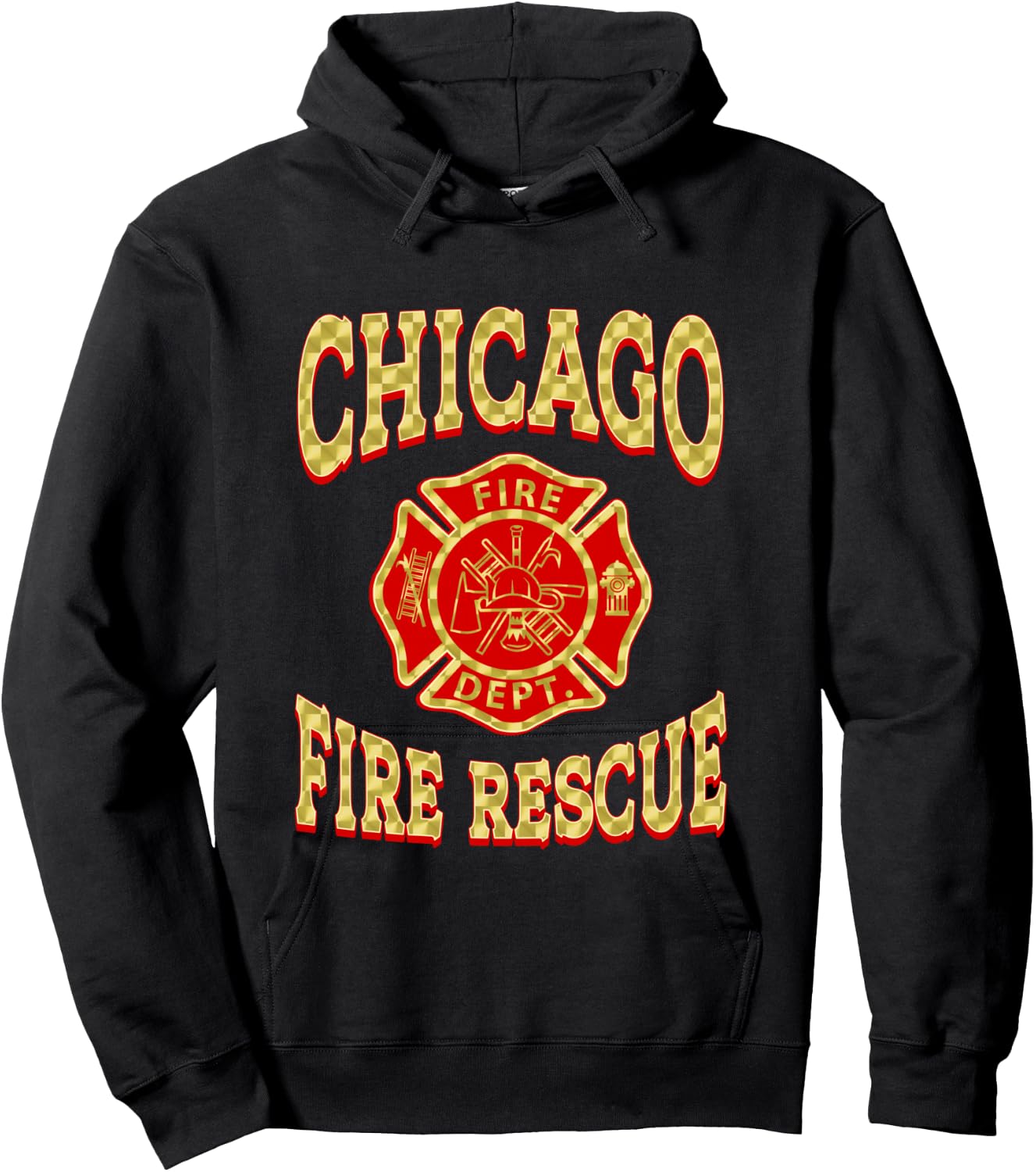Retro Fire Department Chicago Firefighter Flag Rescue Hoodie - Hoodie | Black