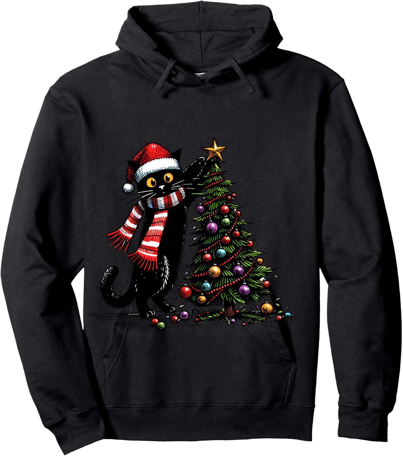Cat Merry Christmas 2024 Woman Cat Man Cat 2024 Christmas Gift , Blue, S Hoodie - Hoodie | Black