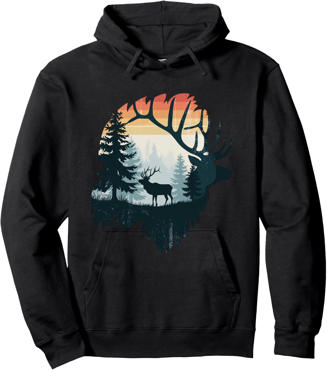Elk Hunting Hiking Outdoor Camping Forest Men Women Elk Hoodie - Hoodie | Black