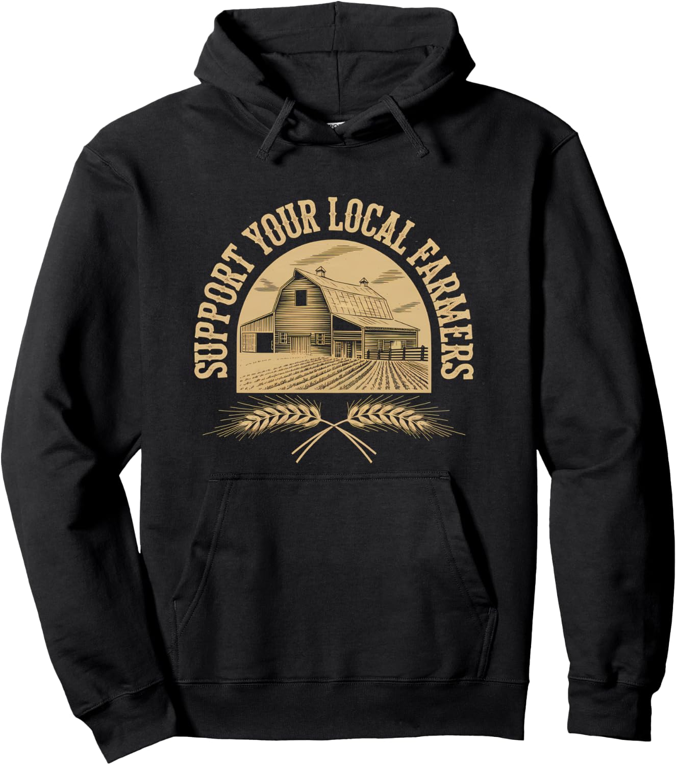 Eat Local Support Local Farmers Dairy Cattle Grandpa Farmer Hoodie - Hoodie | Black