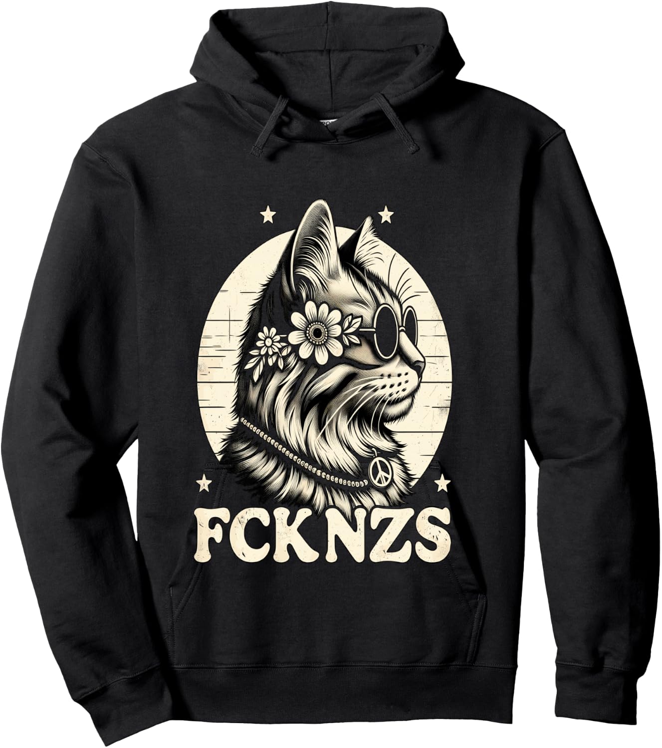 FCK NZS, süße Katze Langarmshirt Hoodie - Hoodie | Black