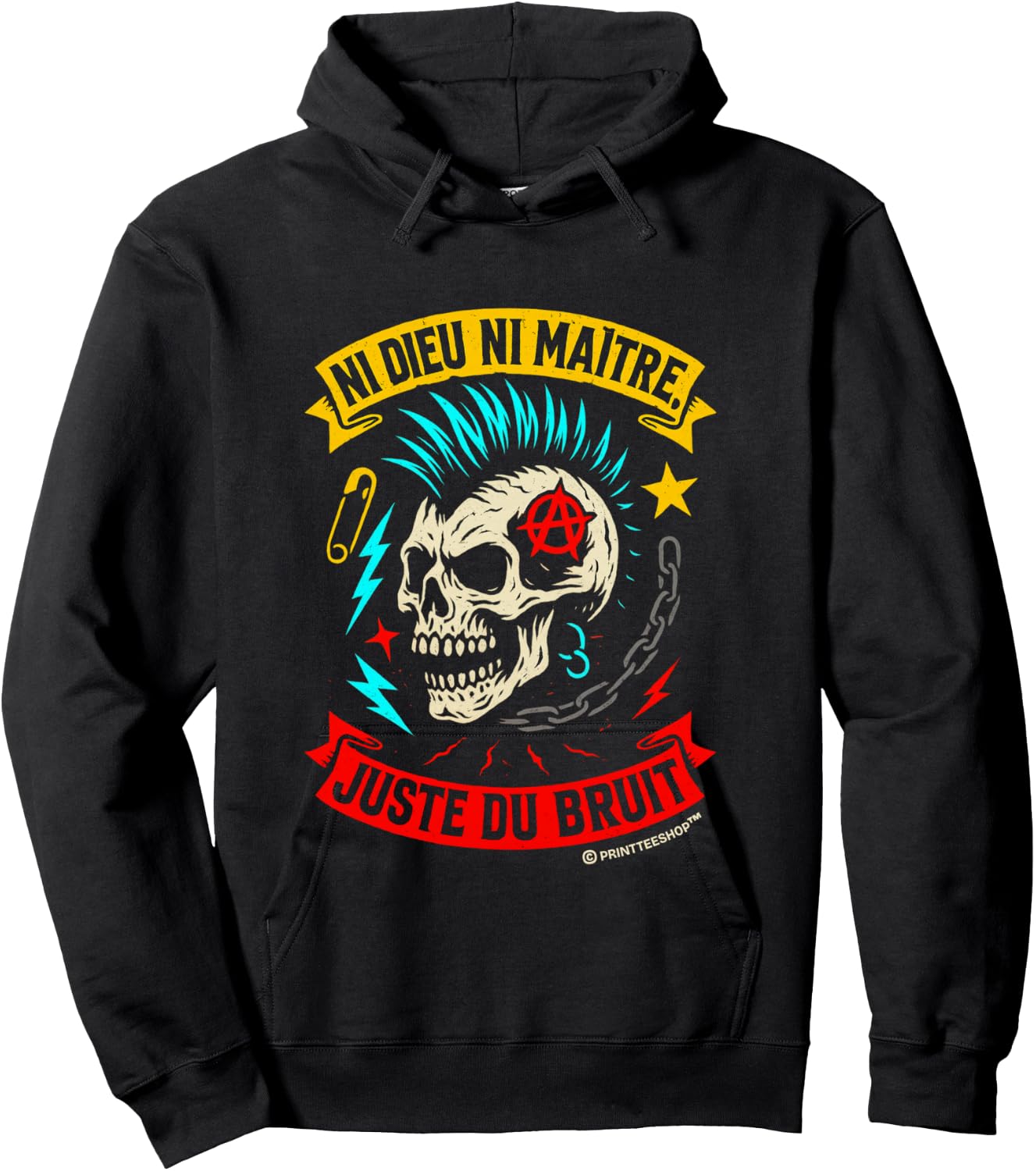 Punk Rock Music Skull Anarchist - Neither God nor Master Hoodie - Hoodie | Black