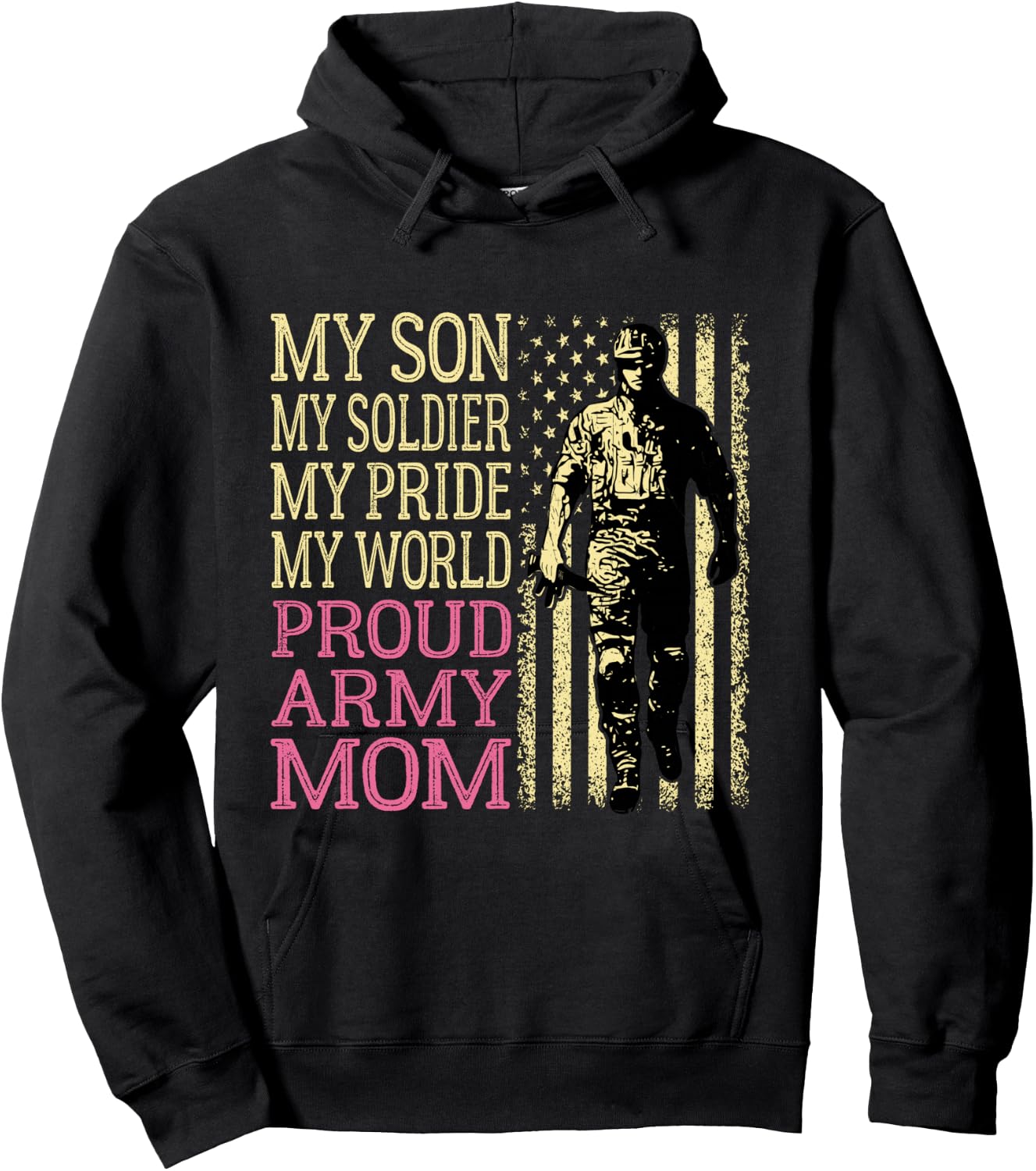 My Son My Soldier Hero Proud Army Mom US Military Mother Hoodie - Hoodie | Black