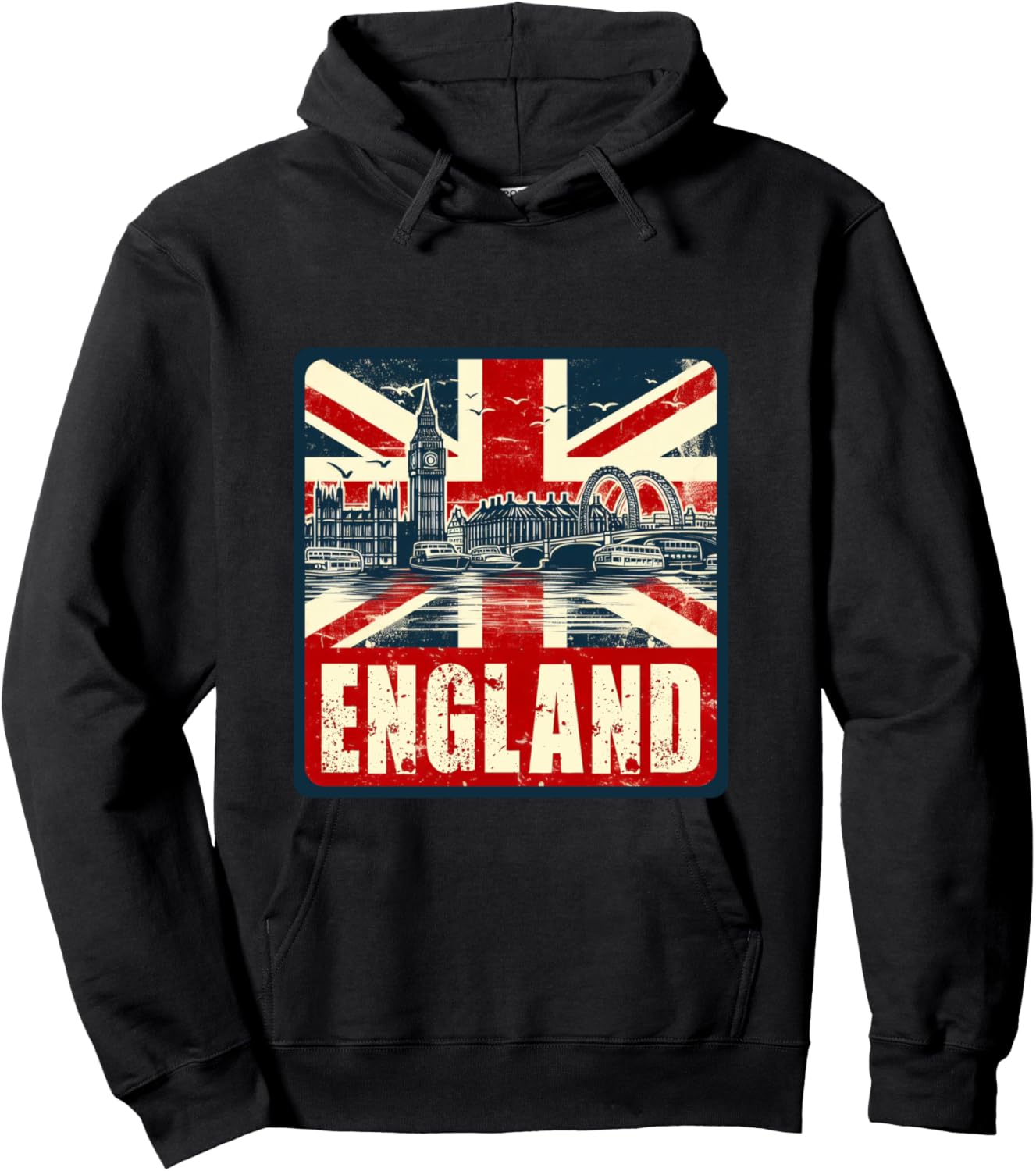 Vintage Union Jack Flag Hoodie - Hoodie | Black