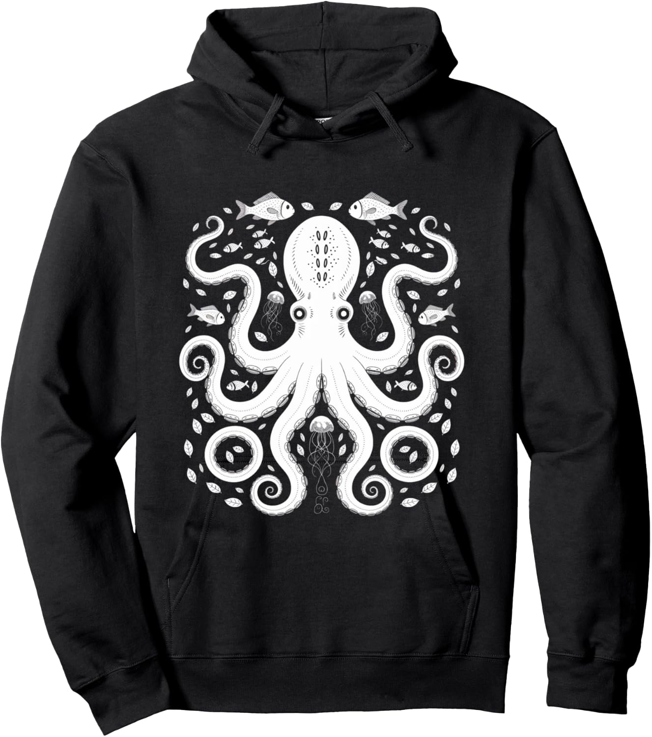 Vintage Octopus Retro Graphic Octopuses Women Men Fisherman Hoodie - Hoodie | Black