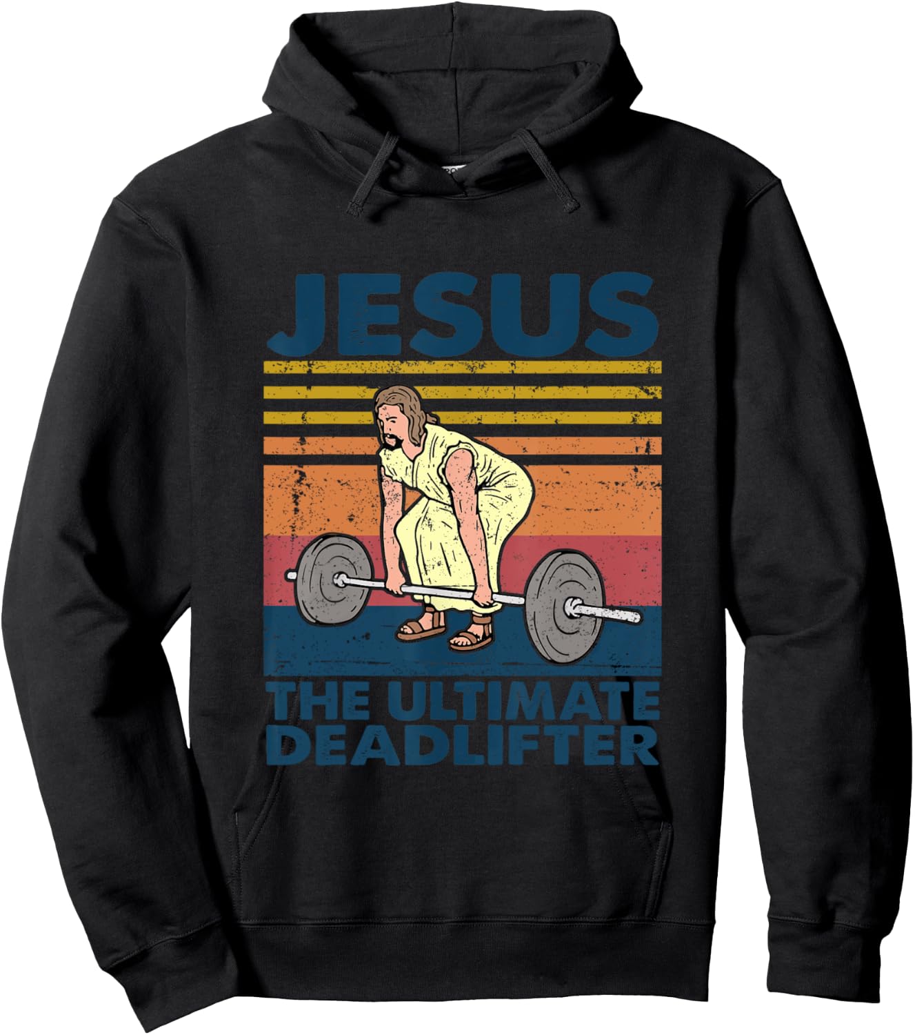 Vintage Jesus The Ultimate Deadlifter Funny Christian Gym Hoodie - Hoodie | Black