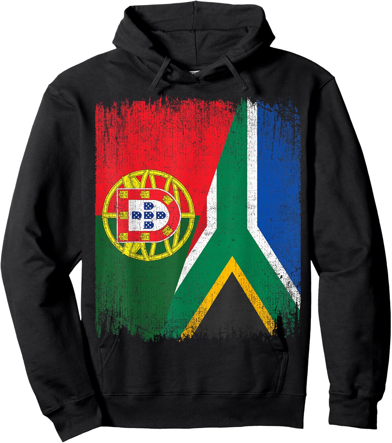 Half Portugal South Africa Split Flag Portuguese Pride Roots Hoodie - Hoodie | Black