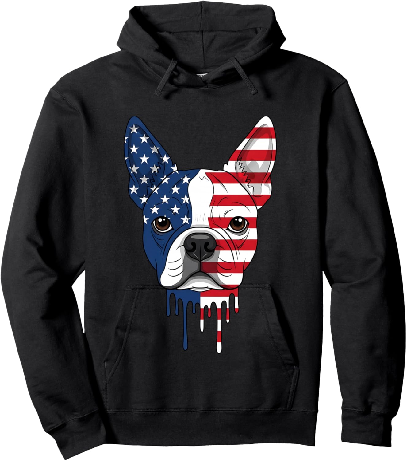 4th of July Boston Terrier Dog American Flag Patriotic Hoodie - Hoodie | Black