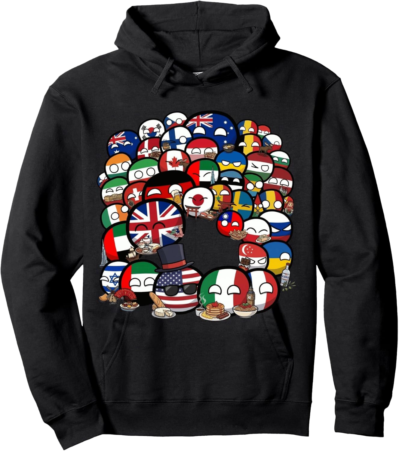 Countryballs Foto von Nationen Langarmshirt Hoodie - Hoodie | Black