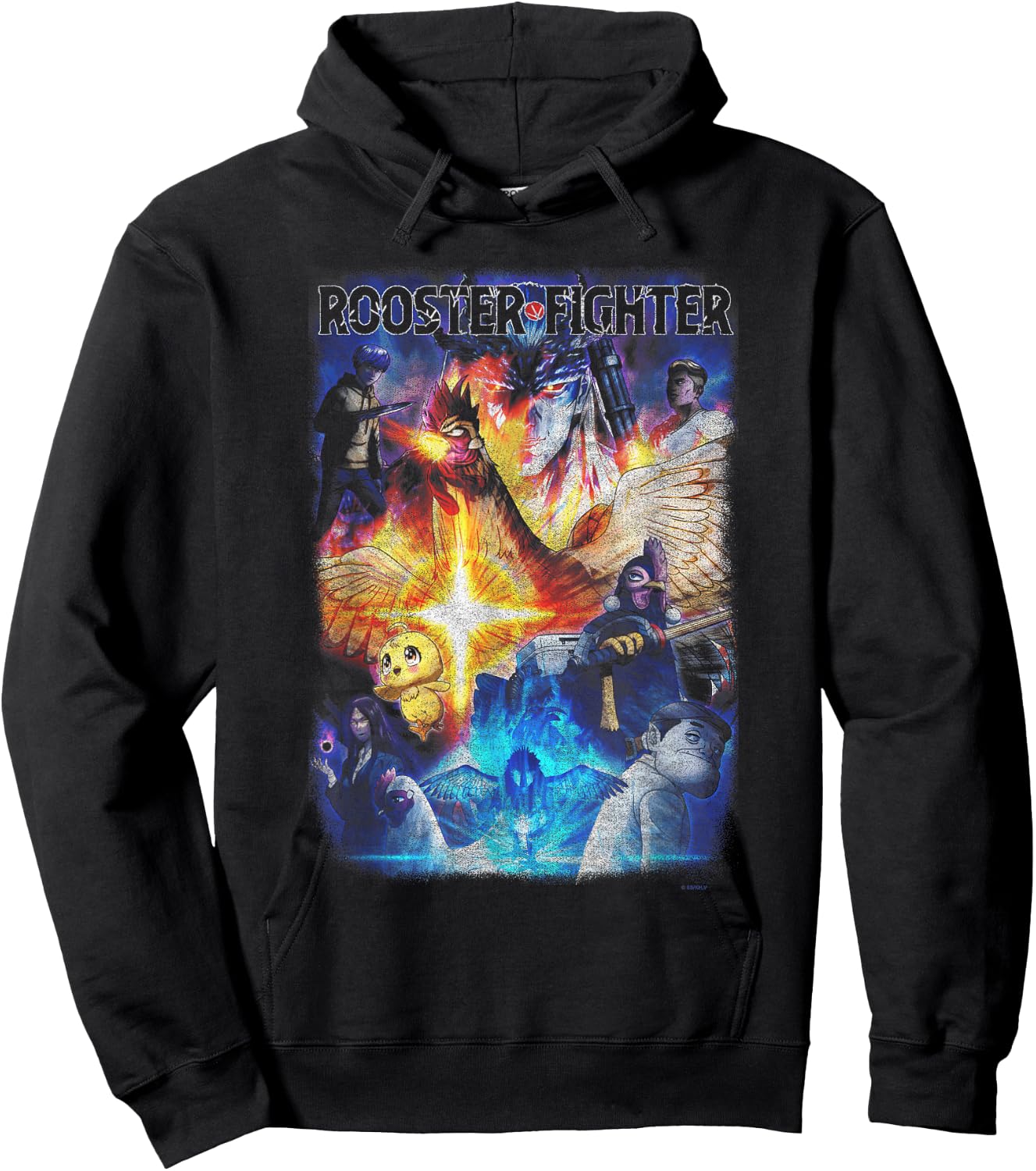 Rooster Fighter Colorful Poster Art Collage Anime Hoodie - Hoodie | Black