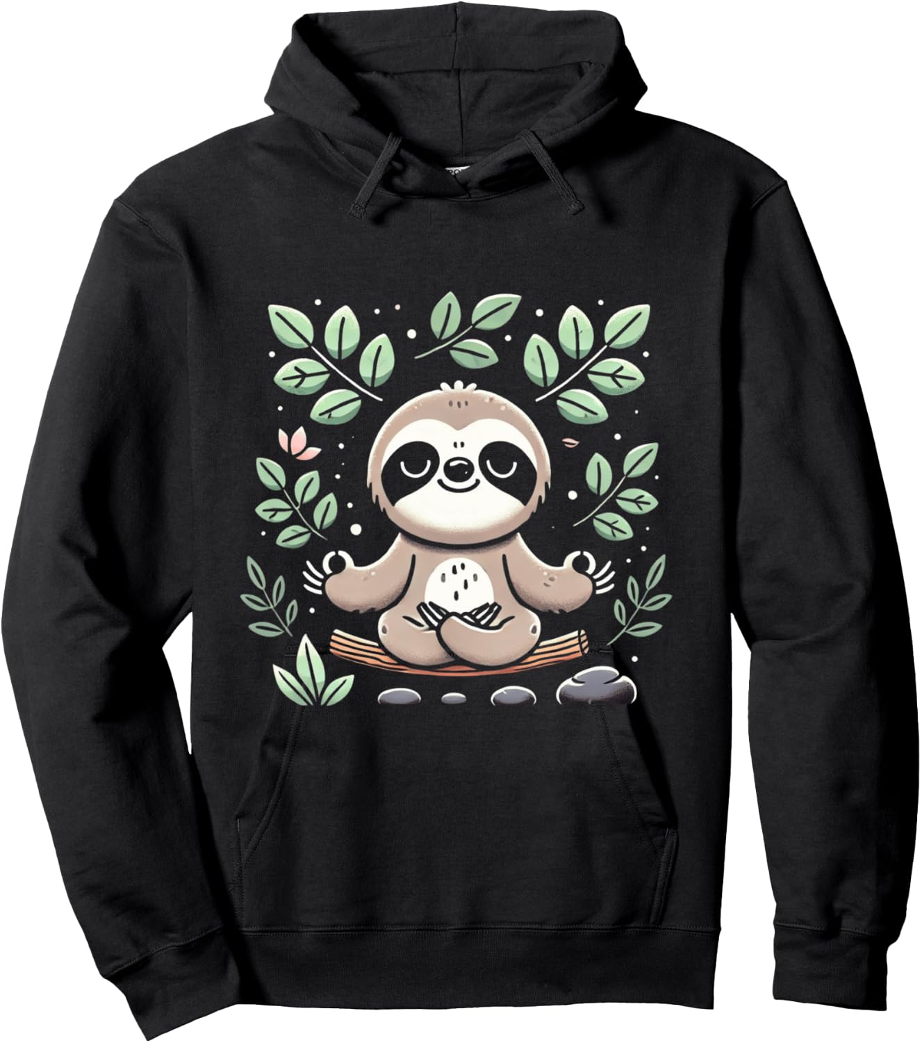 Paresseux mignon et drôle méditant la paix paresseux zen Manche Longue Hoodie - Hoodie | Black