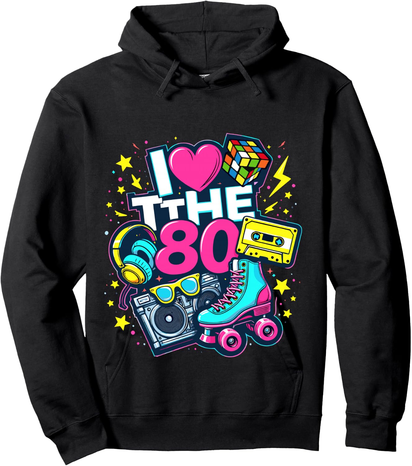 I Love The 80s Shirt Men Women Vintage 80s Party Costume , Black, S Hoodie - Hoodie | Black