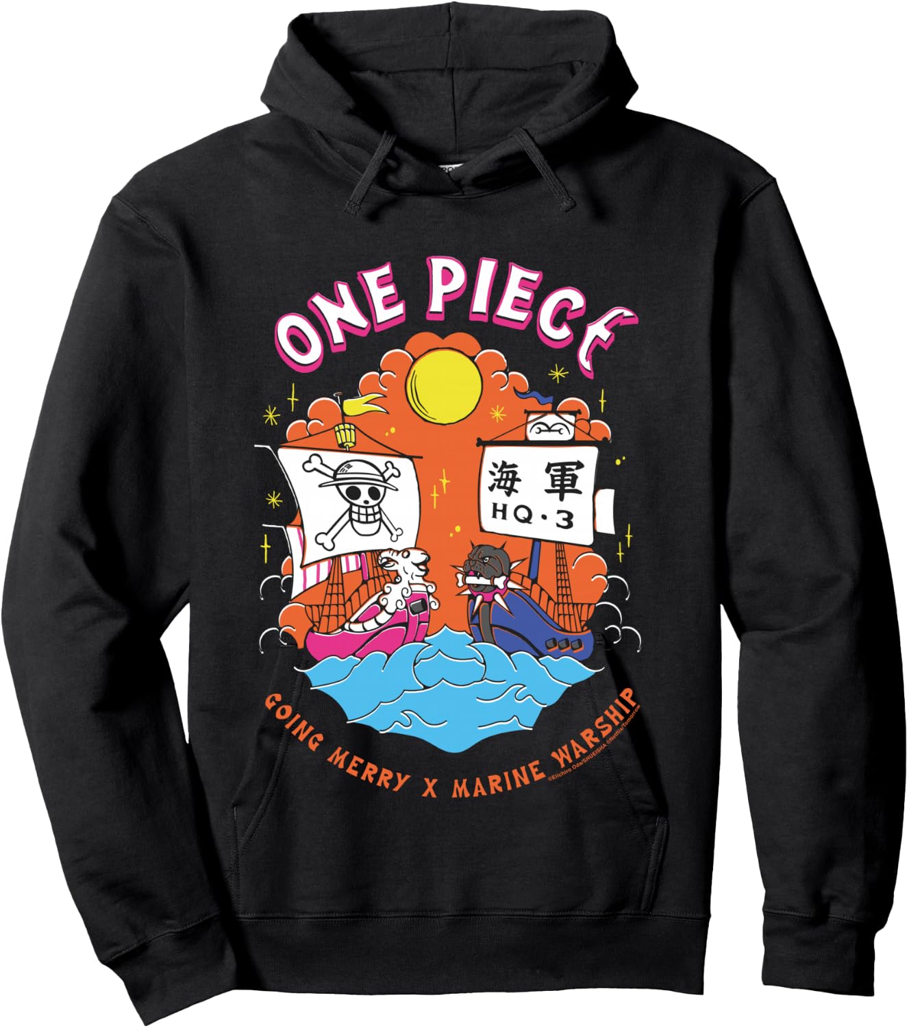 One Piece Going Merry X Navy Warship Straw Hat Pirates Hoodie - Hoodie | Black