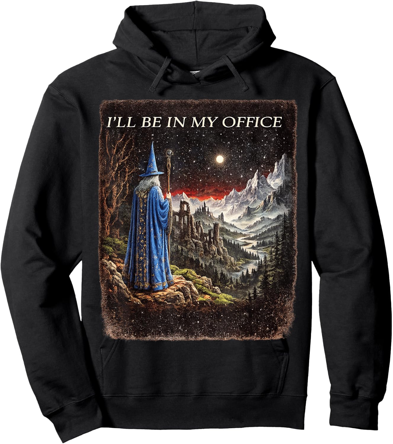 Wizard I'll Be in My Office Funny Wizard Fantasy Magic Art Hoodie - Hoodie | Black