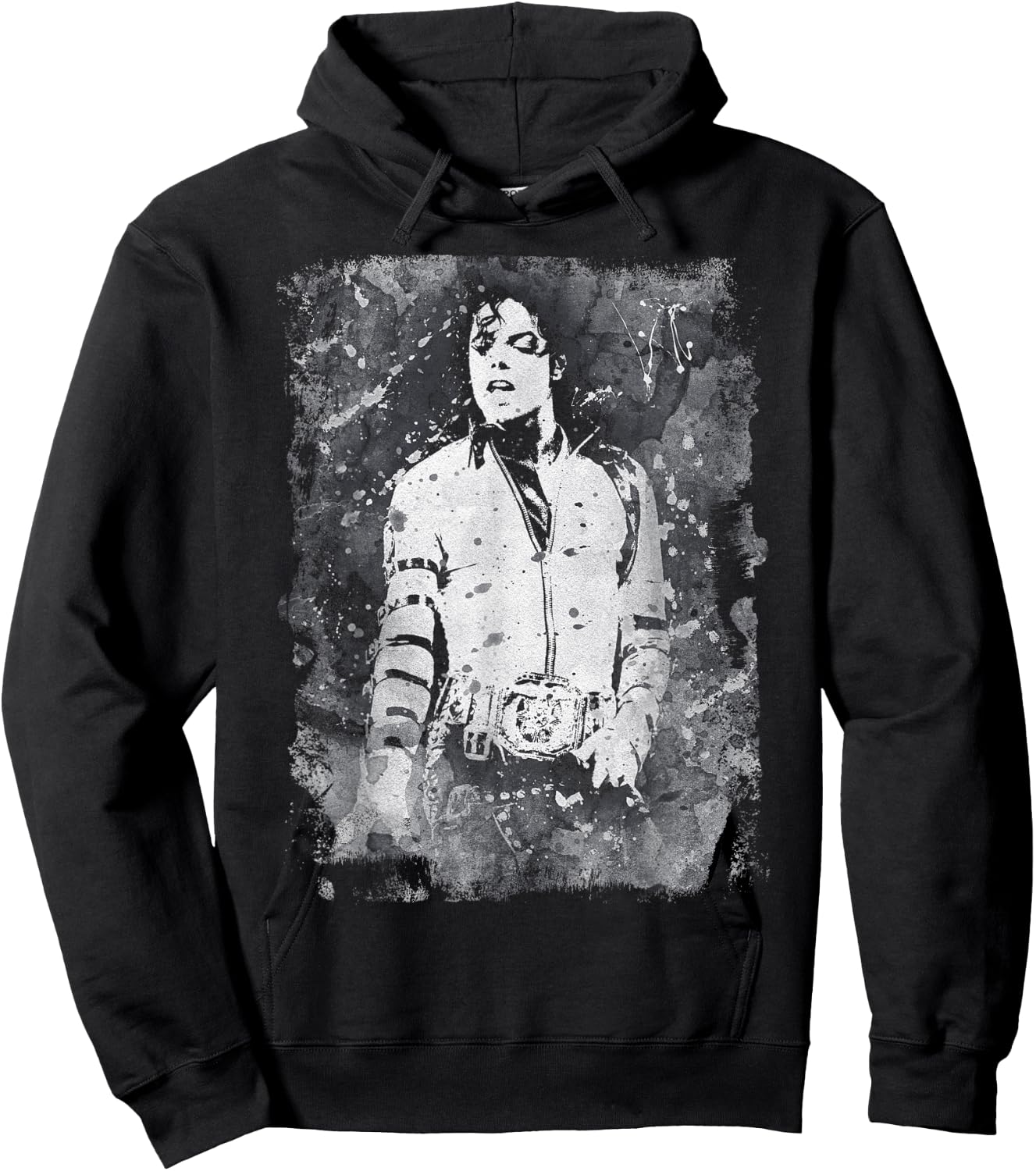 Michael Jackson Bad World Tour 1988 Black and White Splatter , Black, S Hoodie - Hoodie | Black