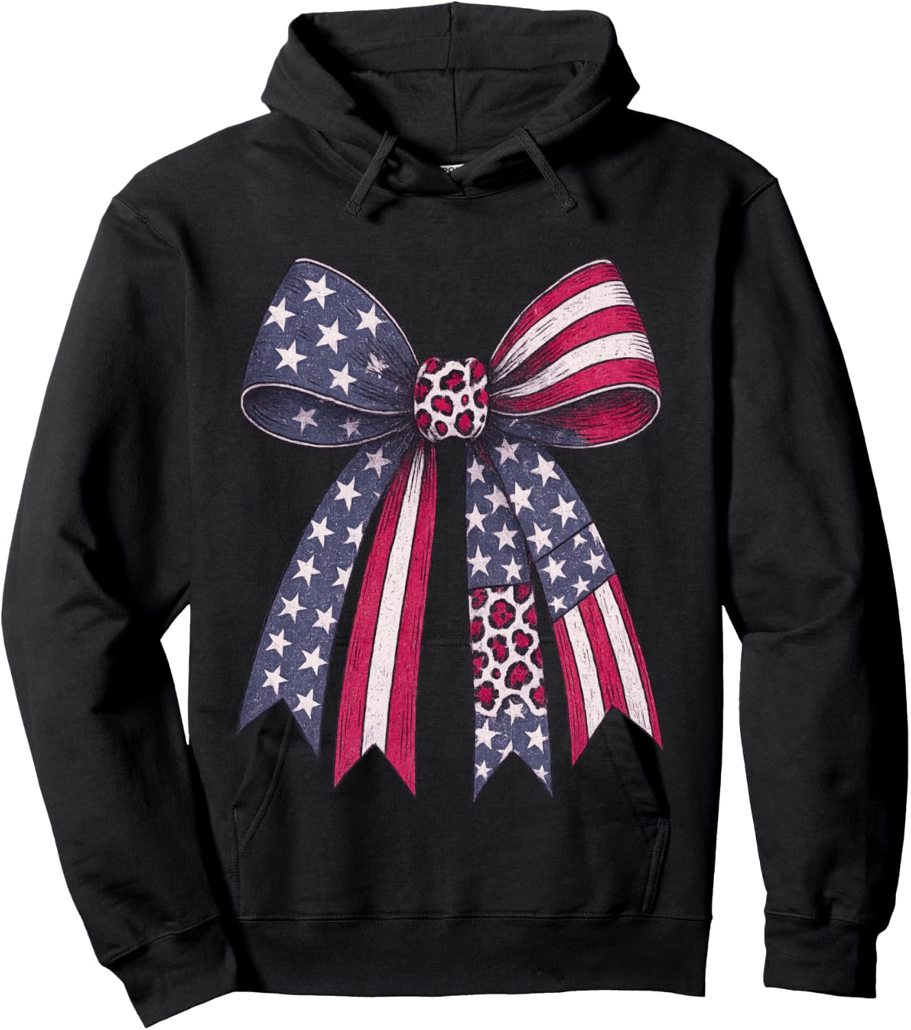 Vintage USA Bow in Red White Blue for Patriotic 4th Of July Hoodie - Hoodie | Black