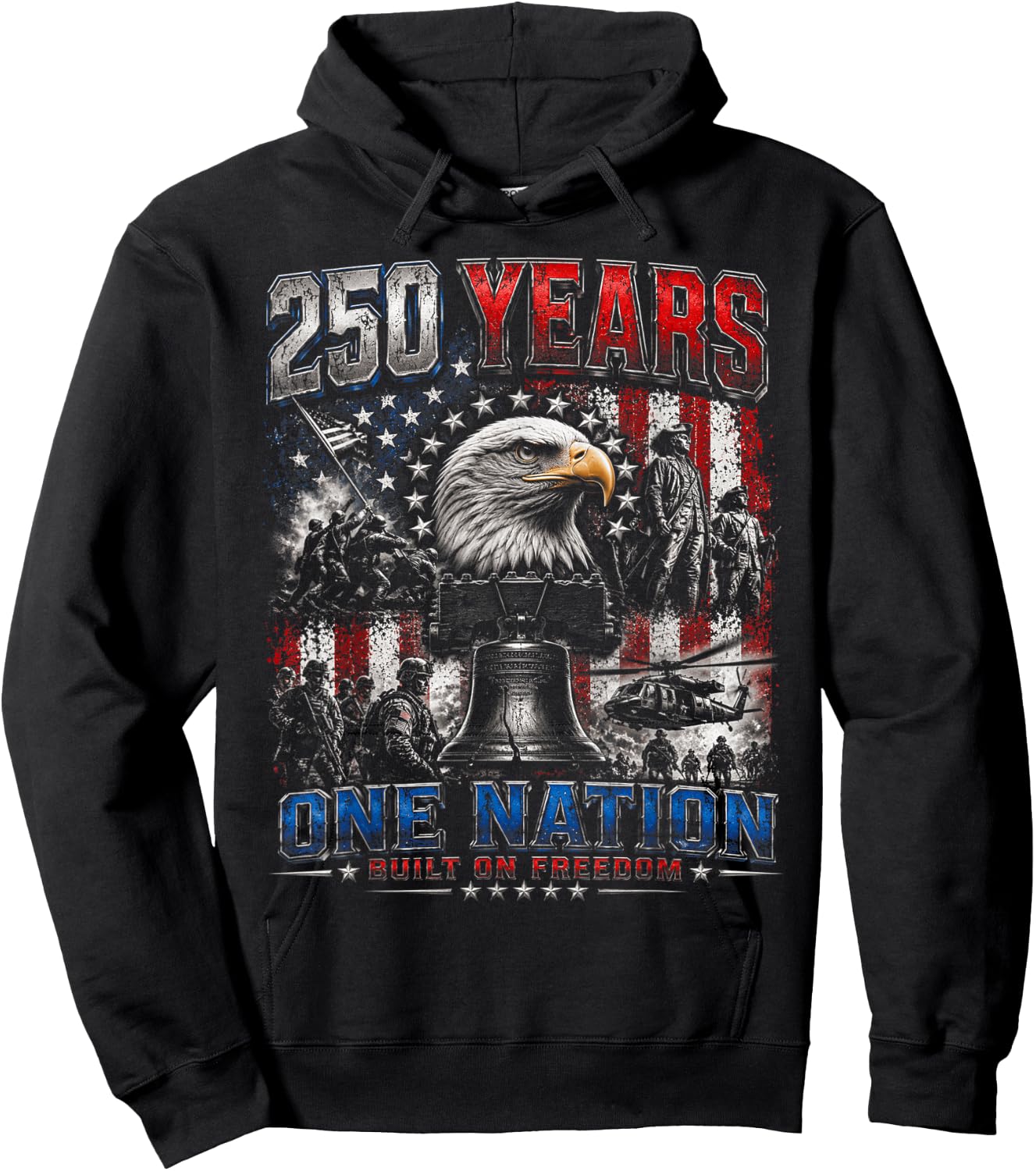 USA 250th Anniversary Celebrations American July 4th Hoodie - Hoodie | Black