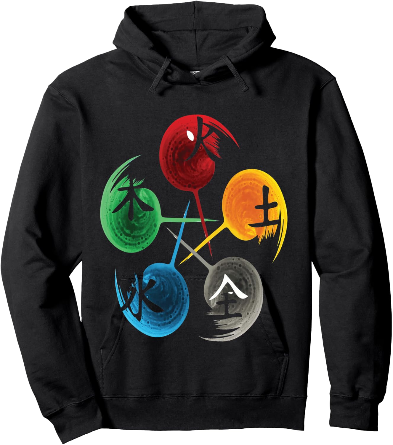 The Five Elements of Qigong, Tai Chi Design, Black, S Hoodie - Hoodie | Black