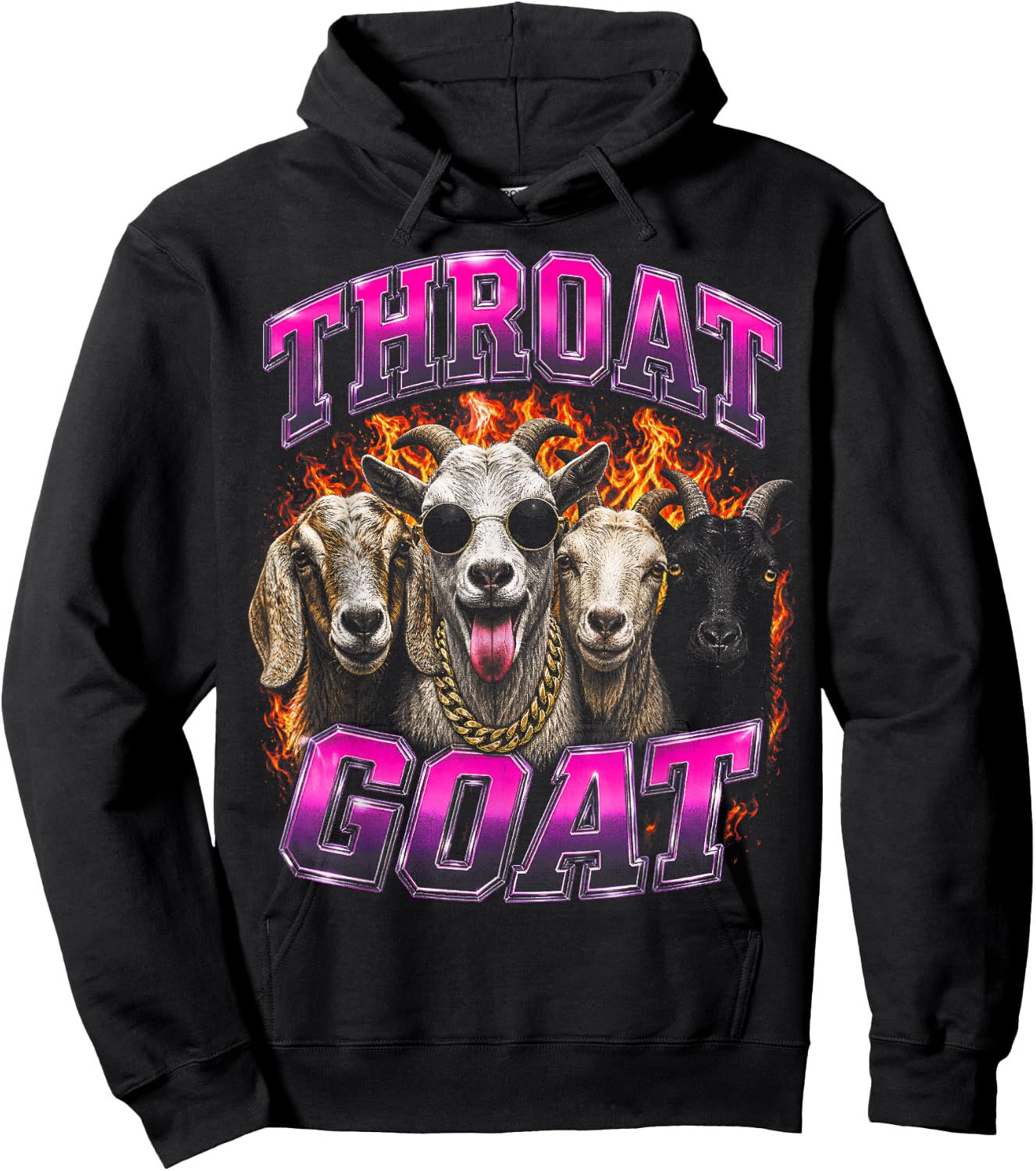 Throat Goat Funny Adult Humor Bootleg Y2K Graphic Hoodie - Hoodie | Black