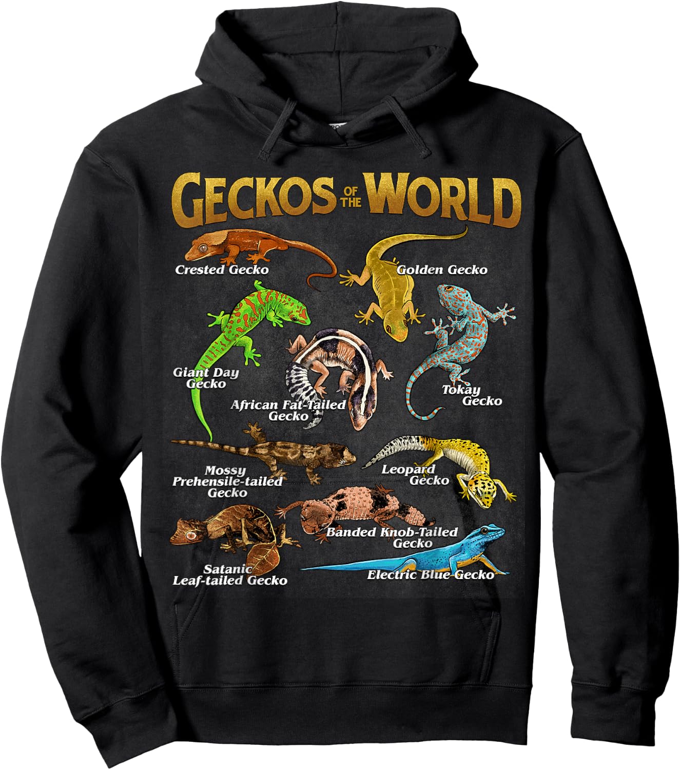 Geckos Animals of The World Crested Leopard Gecko Lover Hoodie - Hoodie | Black