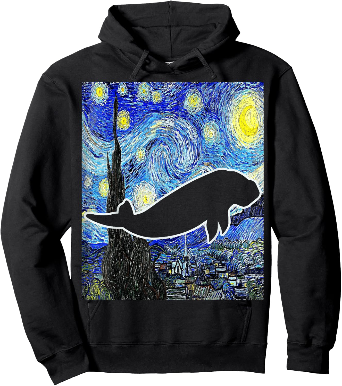 Dugong Starry Night Dugong Lover Oceanography Manatee Hoodie - Hoodie | Black