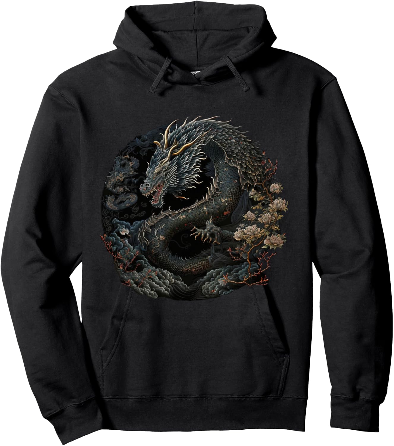 Japanese Art Dragon Japan Chinese Asian Graphic Print Hoodie - Hoodie | Black