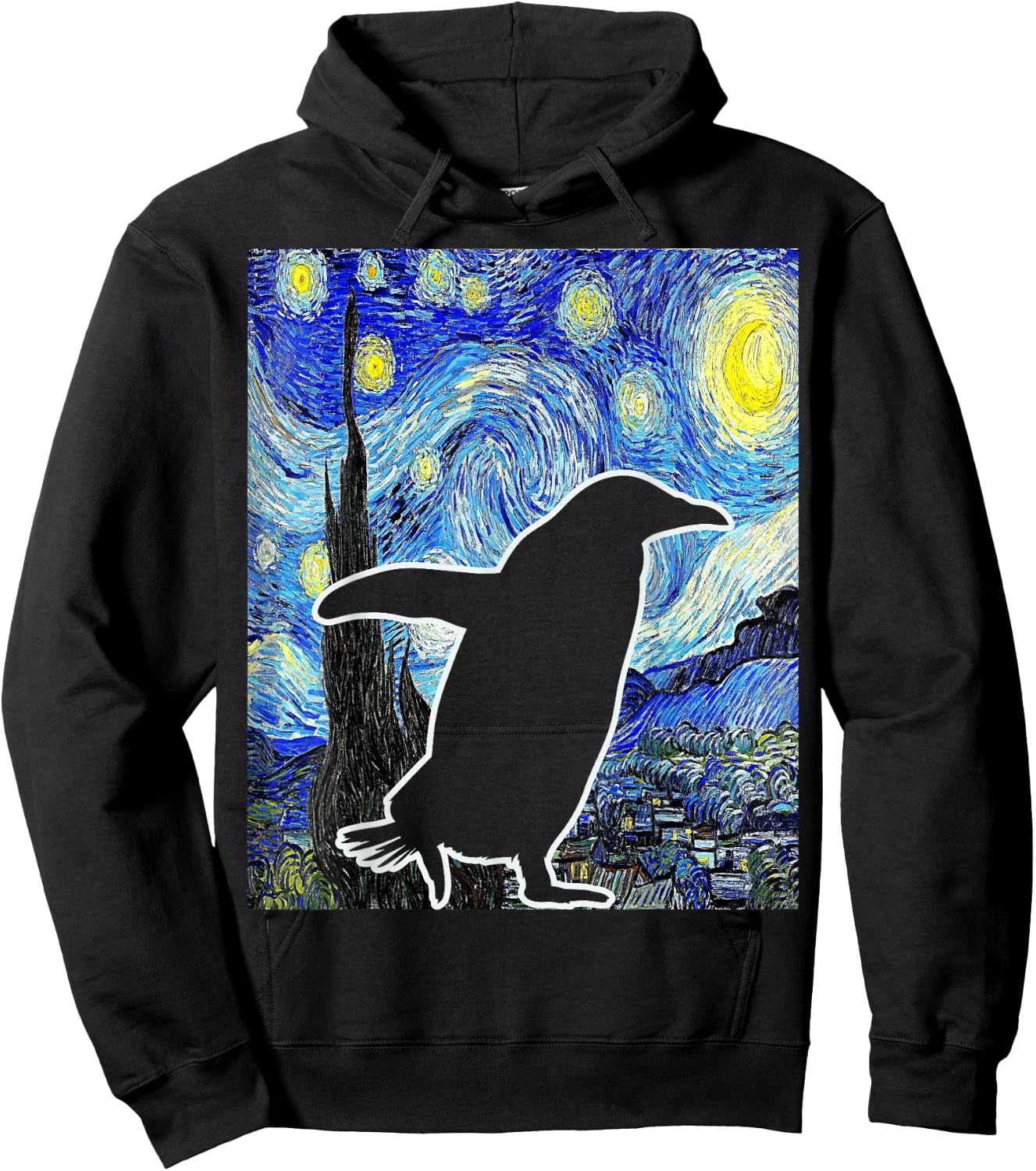 Penguin Starry Night Penguin Lover Van Gogh Penguin Hoodie - Hoodie | Black