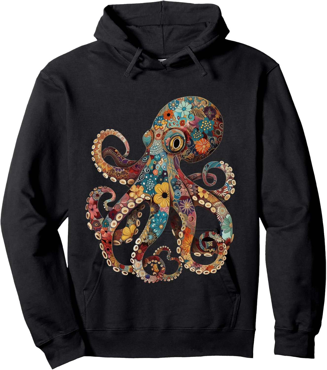 Octopus Floral Vintage Flowers Squid Kraken Scuba Diving Hoodie - Hoodie | Black