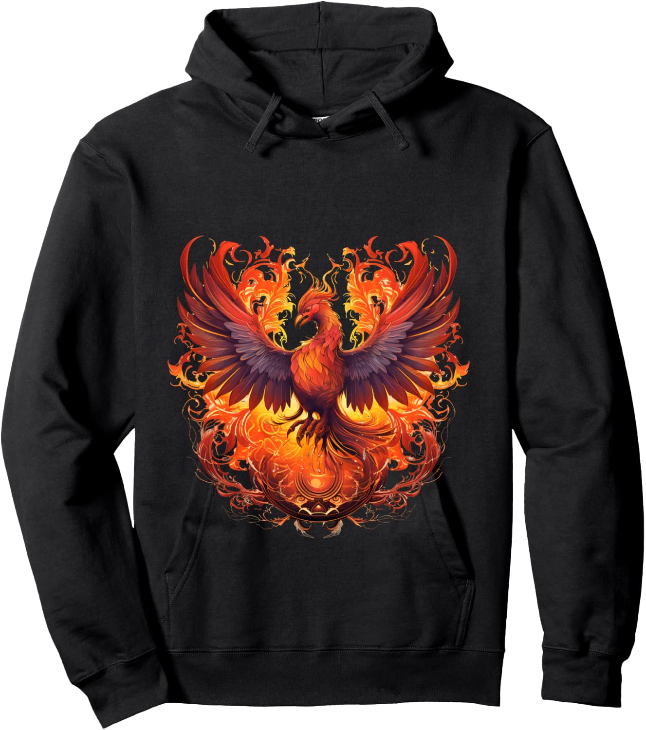 Phoenix Eagle: Wiedergeburt, neuer Anfang, symbolisch: Flammen unter der Sonne Langarmshirt Hoodie - Hoodie | Black