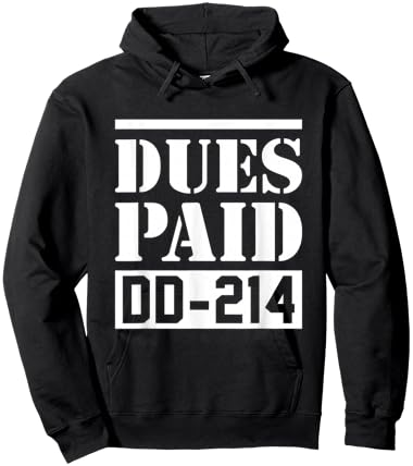 Dues Paid Proud Veteran DD-214 Hoodie - Hoodie | Black