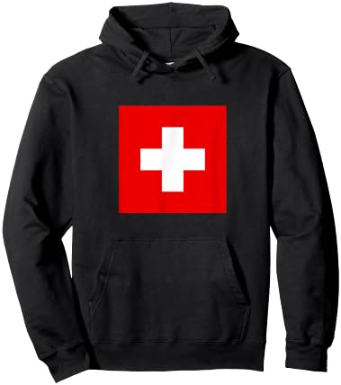 Swiss Flag Switzerland Classic Cross Design Square Logo Hoodie - Hoodie | Black