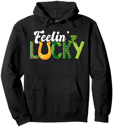 Feelin Lucky St. Patricks Day Horse Shoe Lucky Horseshoe Hoodie - Hoodie | Black
