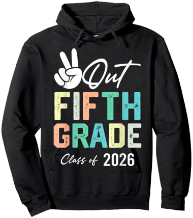 Peace Out Fifth Grade Class of 2026 Graduation Kids Hoodie - Hoodie | Black