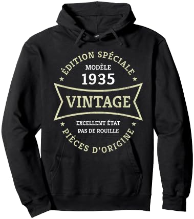 Vintage 90th Birthday Born in 1935 Vintage 90 Years Gift , Black, S Hoodie - Hoodie | Black