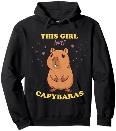 Adorable Capybara Girl Rodent & Guinea Pig Fan , Blue, Female X-Small Hoodie - Hoodie | Black