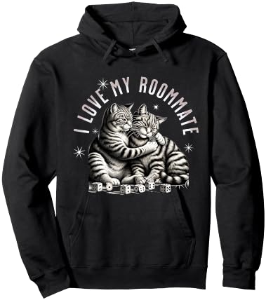 I Love My Roommate, Vintage Cats Lovers Hoodie - Hoodie | Black