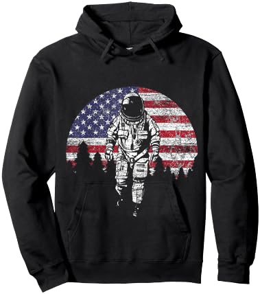 US Astronaut Out Of Space - America USA Flag 4th Of July Hoodie - Hoodie | Black