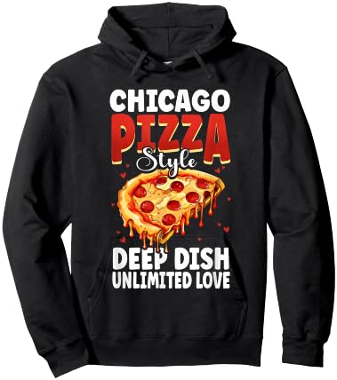 Chicago Pizza Lover Deep Dish Funny Italia Foodie Hoodie - Hoodie | Black