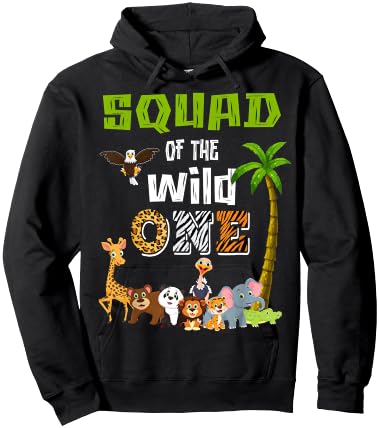Squad Of The Wild One Zoo Themed 1st Birthday Party Hoodie - Hoodie | Black