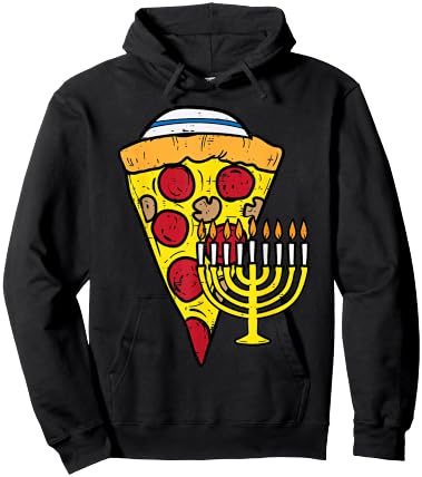 Hanukkah Pizza Funny Food Chanukah Jewish Men Women Kids Hoodie - Hoodie | Black